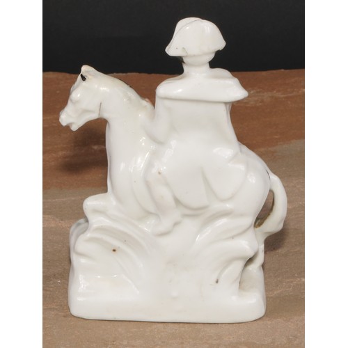 259 - A late 19th century German porcelain inkwell, of fairing type, modelled as Napoleon Bonaparte on hor... 