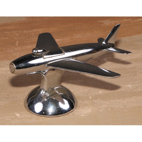 205 - A Dunhill chrome cigarette lighter, modelled as an aeroplane, 16cm wide, registered design 872899