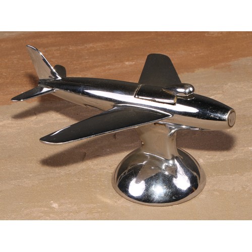 205 - A Dunhill chrome cigarette lighter, modelled as an aeroplane, 16cm wide, registered design 872899