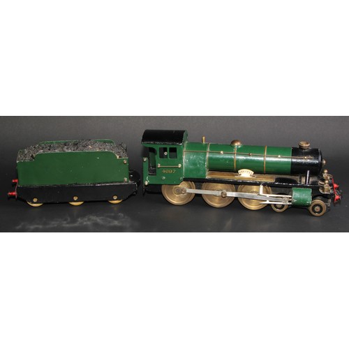 366 - A scratch-built brass and steel model 4-6-0 locomotive and tender, Mogrel, no.4697, 60cm long overal... 