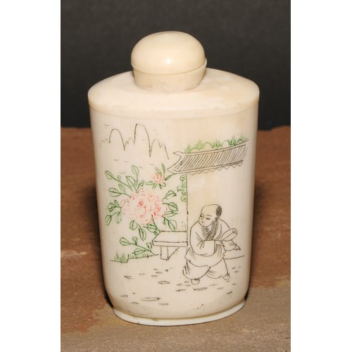 139 - A Chinese bone snuff bottle, 7cm high, 20th century; another (2)