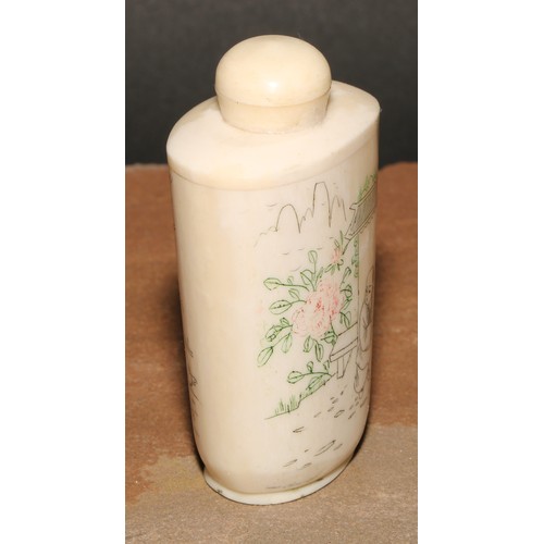 139 - A Chinese bone snuff bottle, 7cm high, 20th century; another (2)