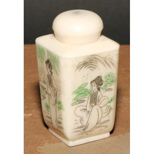 139 - A Chinese bone snuff bottle, 7cm high, 20th century; another (2)