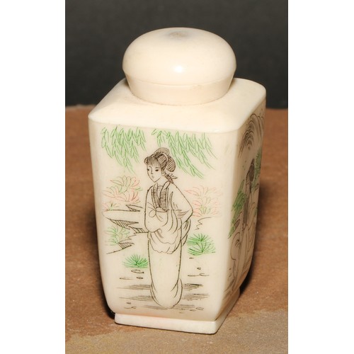 139 - A Chinese bone snuff bottle, 7cm high, 20th century; another (2)