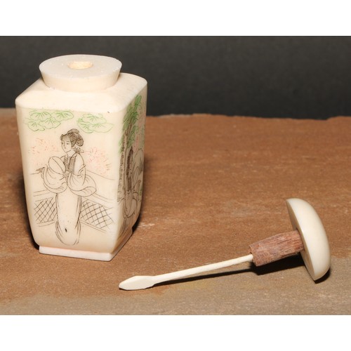 139 - A Chinese bone snuff bottle, 7cm high, 20th century; another (2)