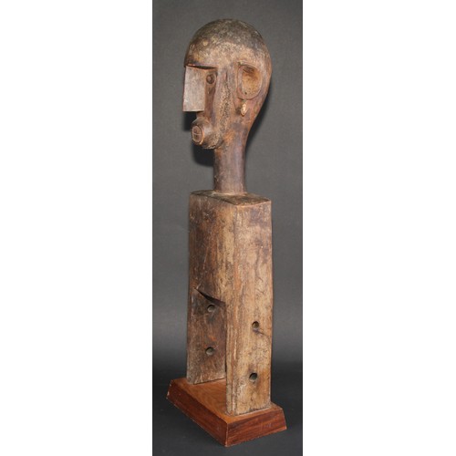 832 - Tribal Art - a large Dogon figural heddle pulley, 68cm high, Mali, West Africa, collector's display ... 