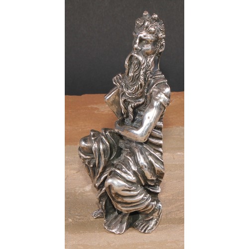 371 - A silver figural mount or applique, depicting Moses, 15.5cm long, loaded, marked 925