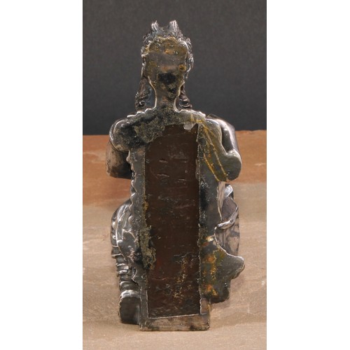 371 - A silver figural mount or applique, depicting Moses, 15.5cm long, loaded, marked 925