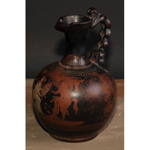 237 - A Grand Tour type Attic red-figure terracotta ewer, after the ancient Greek, 23cm high, 19th/20th ce... 