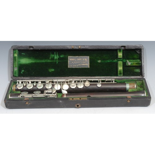 755 - A flute, by  Rudall Carte & Co Ltd, London, plated keys, no.4645, 67.5cm long, cased