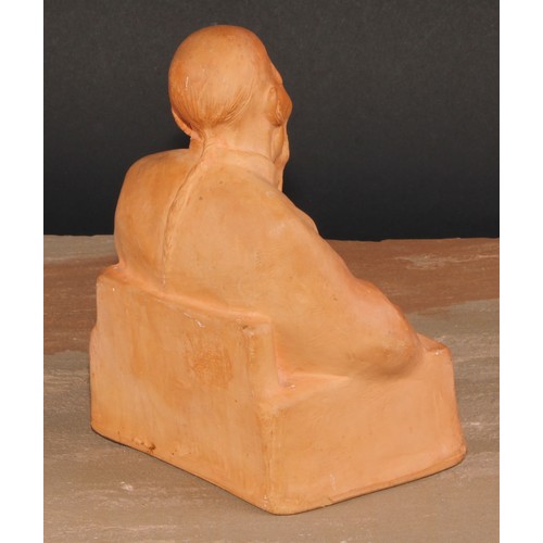 569 - Gaston Hauchecorne (1880 - 1945), a terracotta maquette, Portrait of a Chinese Man, signed, 18cm hig... 