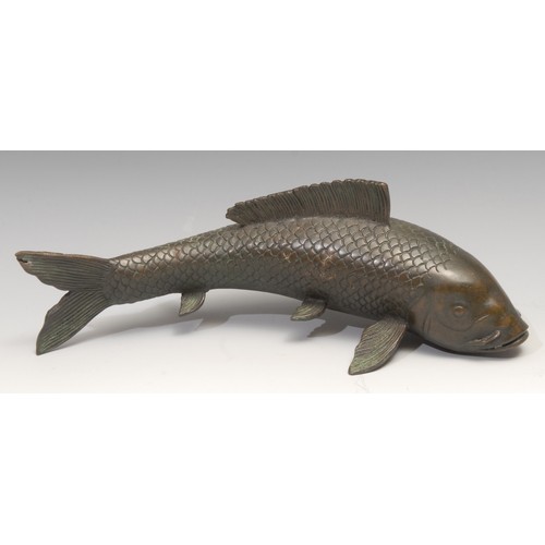 707 - Japanese School, a pair of bronze koi carp, 28cm long