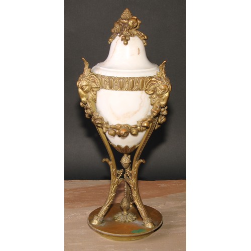 295 - A Neo-Classical Revival gilt bronze mounted marble urn, the fittings cast with caprine masks and mon... 