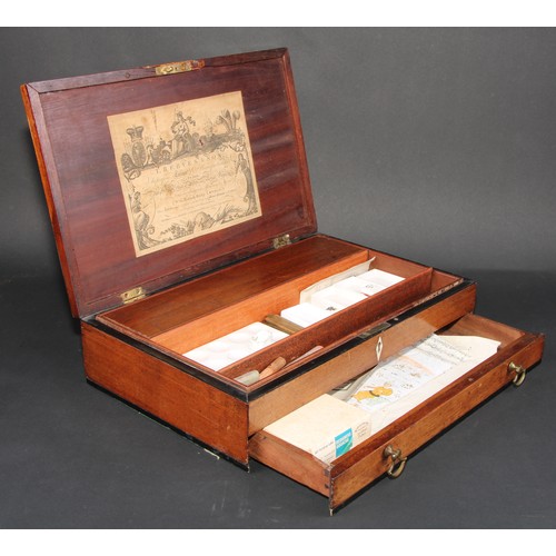 254 - A large George III mahogany and marquetry artist’s box, by T Reeves & Son, No.80 Holborn Bridge, Lon... 