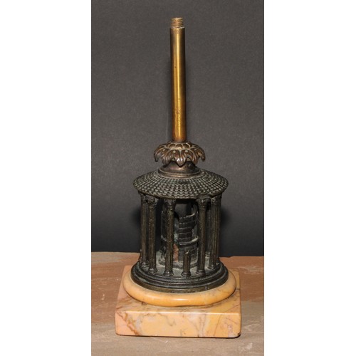 68 - A 19th century Italian Grand Tour model, of the Temple of Vesta, rotating on a marble base, fitted a... 