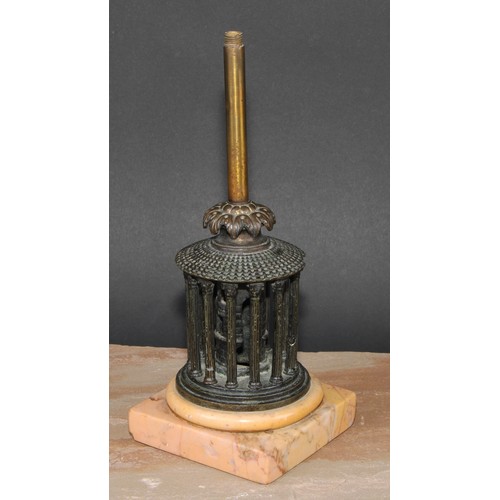 68 - A 19th century Italian Grand Tour model, of the Temple of Vesta, rotating on a marble base, fitted a... 