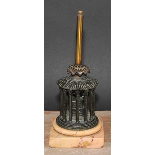 68 - A 19th century Italian Grand Tour model, of the Temple of Vesta, rotating on a marble base, fitted a... 