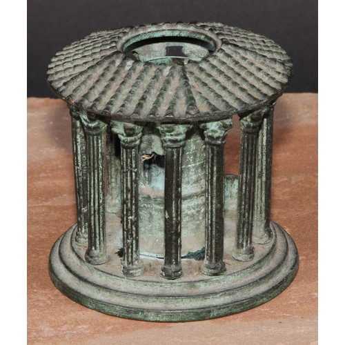 498 - An Italian Grand Tour verdigris patinated bronze model, of the Temple of Vesta, 7.5cm diam