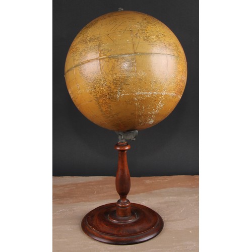 6 - A 10” terrestrial globe, Philips’ Challenge Globe, turned base, 48cm high