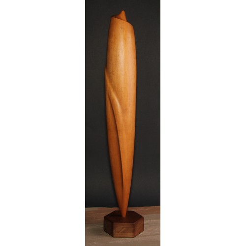 733 - Derrick Kitchen (fl.1957 - 1964), a wooden sculpture, Abstract Form, inscribed to base Exb. No. 187B... 