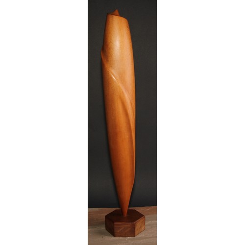 733 - Derrick Kitchen (fl.1957 - 1964), a wooden sculpture, Abstract Form, inscribed to base Exb. No. 187B... 