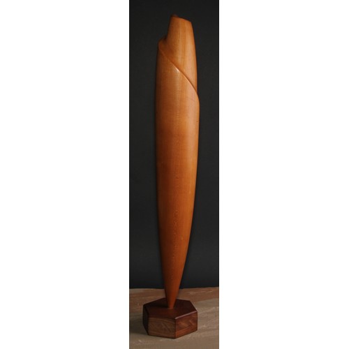 733 - Derrick Kitchen (fl.1957 - 1964), a wooden sculpture, Abstract Form, inscribed to base Exb. No. 187B... 