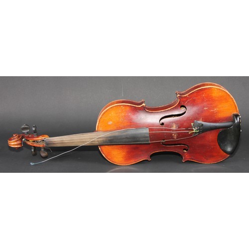 757 - A violin, by Neuner & Hornsteiner, Mittenwald in Bayern, paper label, the two-piece back 36cm long e... 