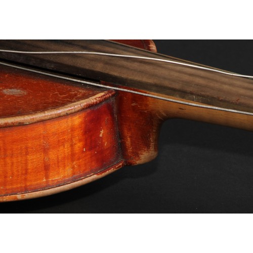 757 - A violin, by Neuner & Hornsteiner, Mittenwald in Bayern, paper label, the two-piece back 36cm long e... 