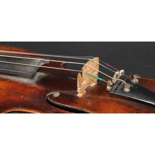 760 - A violin, the one-piece back 36.5cm long excluding button, outlined throughout with purfling, 59.5cm... 