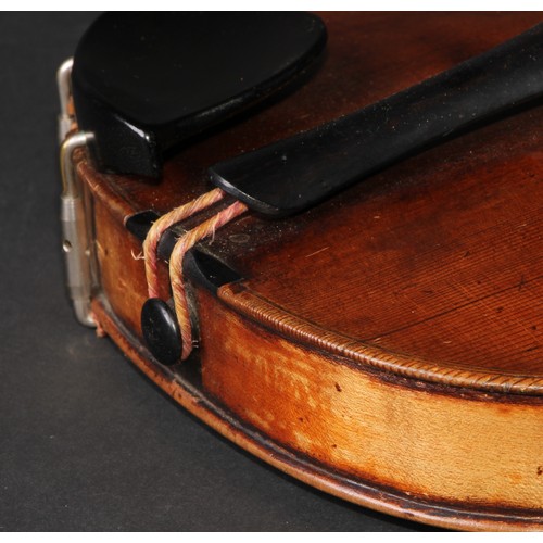 760 - A violin, the one-piece back 36.5cm long excluding button, outlined throughout with purfling, 59.5cm... 