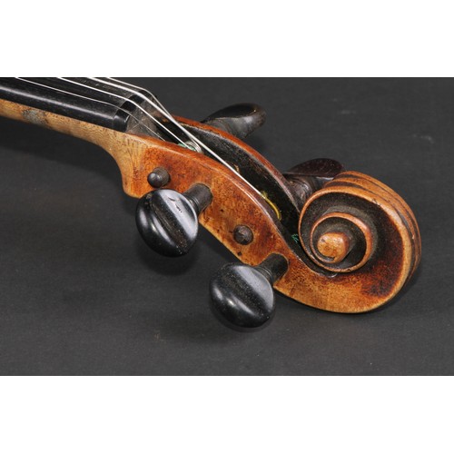 760 - A violin, the one-piece back 36.5cm long excluding button, outlined throughout with purfling, 59.5cm... 