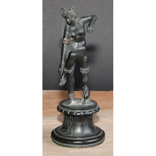 595 - Italian Grand Tour School (19th/early 20th century), a dark patinated bronze, Aphrodite, after an an... 