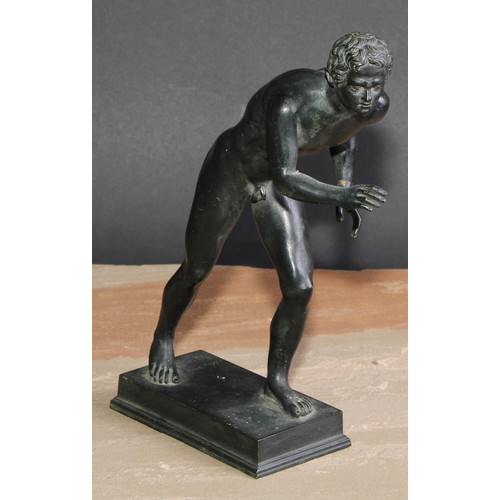 596 - Italian Grand Tour School (19th/early 20th century), a dark patinated bronze, of a runner, after the... 