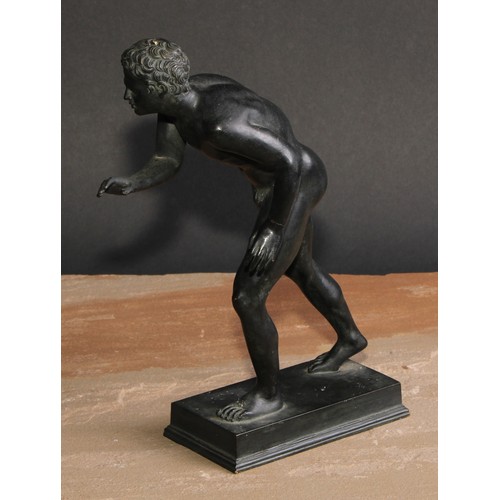 596 - Italian Grand Tour School (19th/early 20th century), a dark patinated bronze, of a runner, after the... 