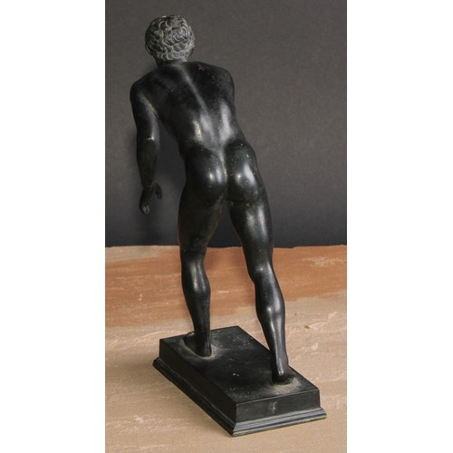 596 - Italian Grand Tour School (19th/early 20th century), a dark patinated bronze, of a runner, after the... 