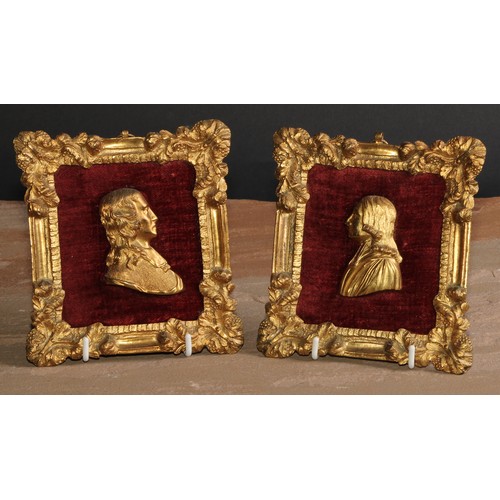 619 - Methodism, the Methodist Movement and English Literature - a pair of 19th century gilt metal portrai... 