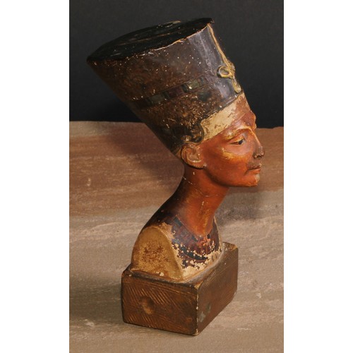 289 - A museum type Egyptian composition cabinet bust, Nefertiti, 16cm high, first half 20th century