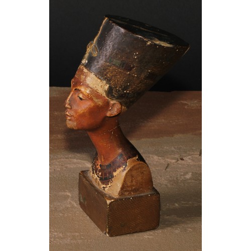 289 - A museum type Egyptian composition cabinet bust, Nefertiti, 16cm high, first half 20th century