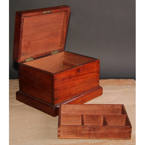 456 - An early 20th century mahogany and parquetry sailor’s ditty box, hinged cover inlaid with a star, hi... 