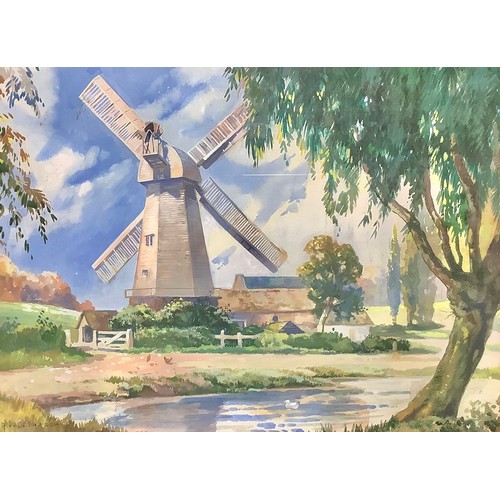 600 - Pictures and Prints - P Padden, ARCA, Windmill, signed, watercolour, 30cm x 41cm; Lumley Fielding, 1... 