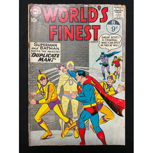 1087 - World’s Finest Comics #105, 106, 113-125, 117. (1959-1961). Includes 1st appearance of Miss Arrowett... 