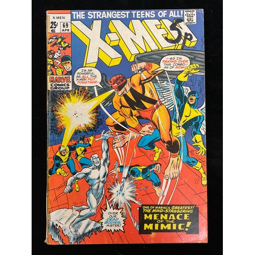 1125 - X-Men #67-74 (1970-72) X-Men reprints begin, mostly cents copies. Silver age Marvel Comics. (8).