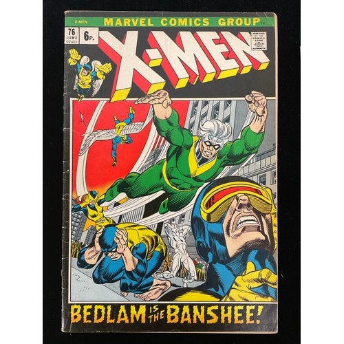 1126 - X-Men #75-82 (1972-73) reprints of early X-Men stories. Bronze Age Marvel Comics. (8).