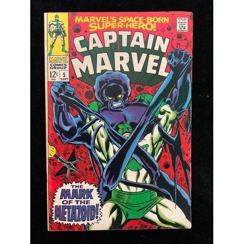 1135 - Captain Marvel #3-5, 10, 11, 13, 14 (1968-69). Gene Colan and Frank Springer artwork. Silver age Mar... 