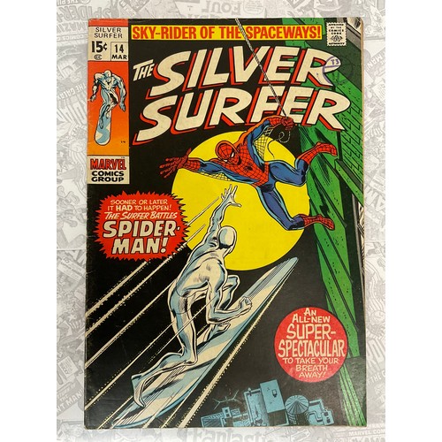 1363 - Silver surfer #14 (1970) Spider-Man vs Silver surfer, written by Stan Lee, art by John Buscema, Silv... 