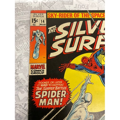 1363 - Silver surfer #14 (1970) Spider-Man vs Silver surfer, written by Stan Lee, art by John Buscema, Silv... 