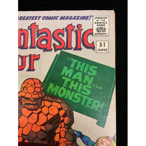 1162 - Fantastic Four #51, #58 (1966) Classic Thing storyline, Doctor Doom cover art. Silver age Marvel Com... 