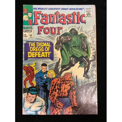 1162 - Fantastic Four #51, #58 (1966) Classic Thing storyline, Doctor Doom cover art. Silver age Marvel Com... 