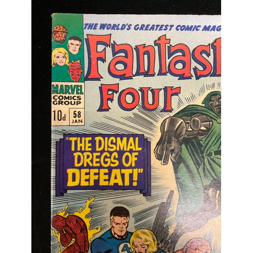 1162 - Fantastic Four #51, #58 (1966) Classic Thing storyline, Doctor Doom cover art. Silver age Marvel Com... 