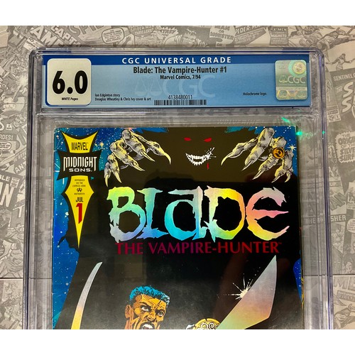 1314 - Blade: The Vampire Hunter #1 (1994) CGC Graded 6.0, holochrome logo. 1st solo Blade comic, Modern ag... 